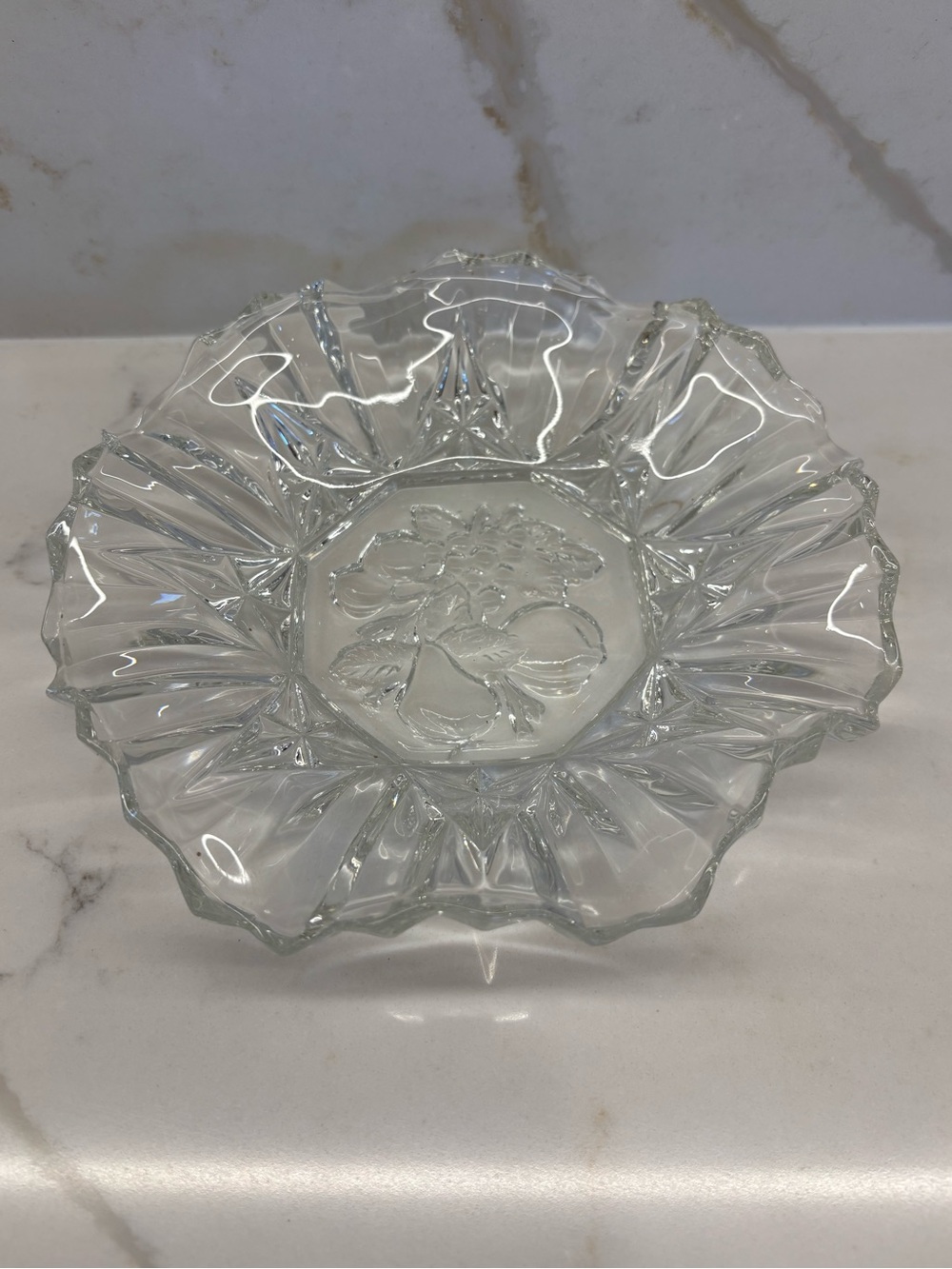 Vintage Federal Glass Pioneer Crimped Fruit Bowl